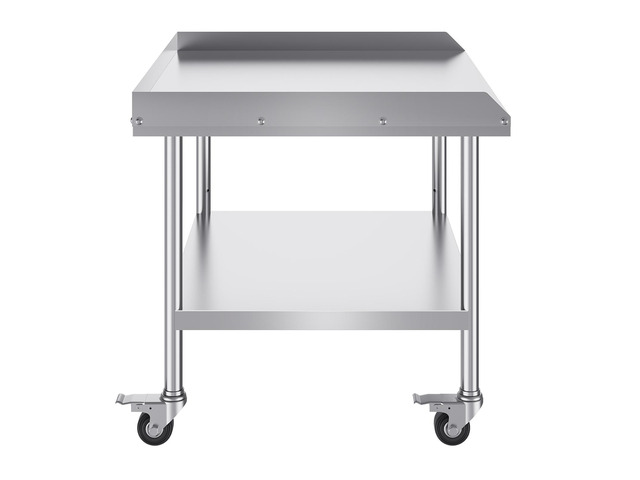 VEVOR Stainless Steel Work Table, 30 x 36 x 30 Inch Commercial Food Prep Worktable with 4 Wheels, Casters, 3-Sided Backsplash Heavy Duty Prep...