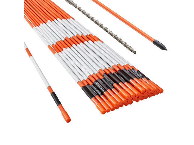 Driveway Markers, 30 PCS 48 inch, 0.31 inch Diameter, Orange Fiberglass Poles Snow Stakes with Reflective Tape, 12' Steel Drill Bit & Protection...