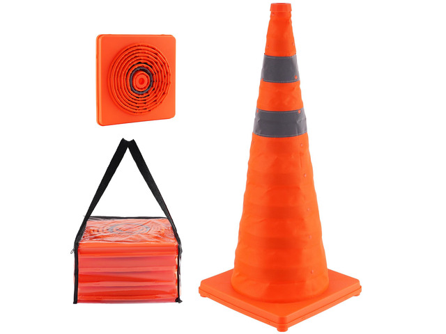 VEVOR Safety Cones, 4 Pack 28 inch Collapsible Traffic Cones, Construction Cones with Reflective Collars, Wide Base and A Storage Bag, for Traffic...