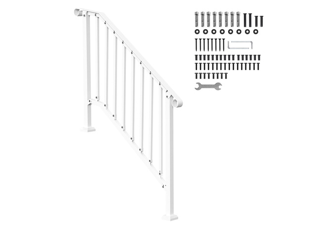VEVOR 3-4 Step Handrails for Outdoor for Seniors Porch Deck Retro Arch White