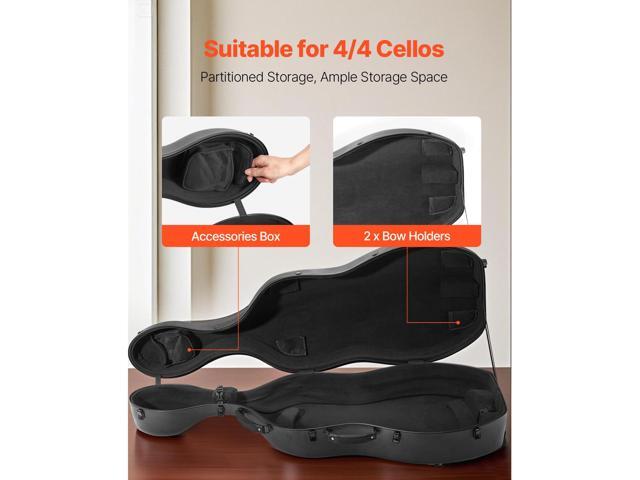 4/4 Full Size Cello Case, Composite Carbon Fiber, Lightweight Portable Travel Carrying Bag, with Plush Lining, Dual Shoulder Straps, Anti-Scratch,...