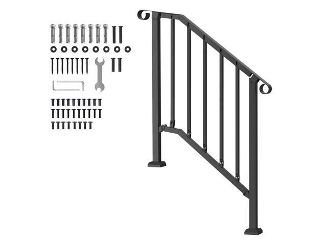 VEVOR 2-3 Step Handrails for Outdoor for Seniors Porch Deck Black Retro Arch