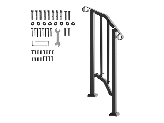 VEVOR 1-2 Step Handrails for Outdoor for Seniors Porch Deck Retro Arch Black