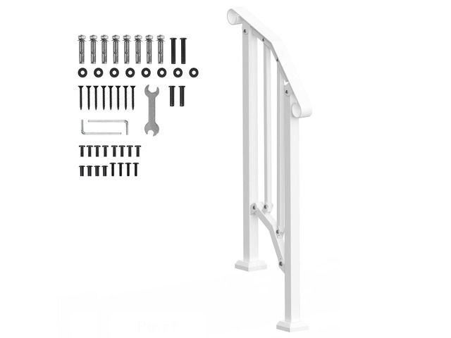 Handrails for Outdoor Steps, 1-2 Step Stair Hand Rail Kit, Transitional Carbon Steel Railings with Installation Kit, Stair Rails for Seniors,...