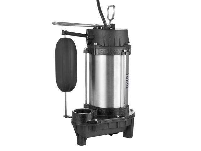Submersible Sewage Pump, 0.75HP 5000 GPH, Cast Iron Sewage Water Pump with 28 ft Lift 10 ft Power Cord and Automatic Float Switch, Stainless Steel...