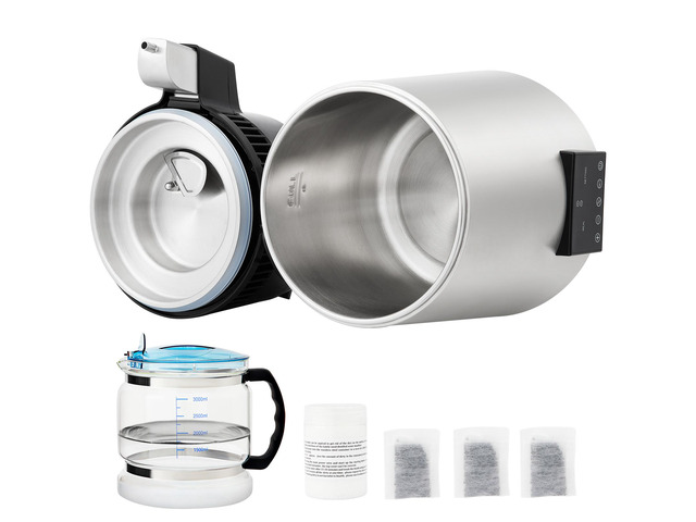 VEVOR 1.1Gal Water Distiller, 0.3Gal/H, 750W Distilled Water Maker Machine 0-99H Timing Dual Temp Display, 304 Stainless Steel Countertop Distiller...