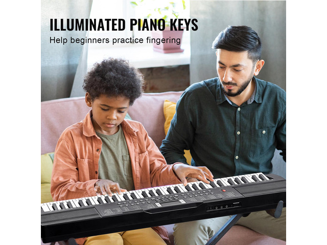 VEVOR 61 Key Digital Keyboard Piano, 200 Tones 200 Rhythms, Electric Portable Piano Keyboard Kit with 60 Demo Songs Built-In Dual Speakers...
