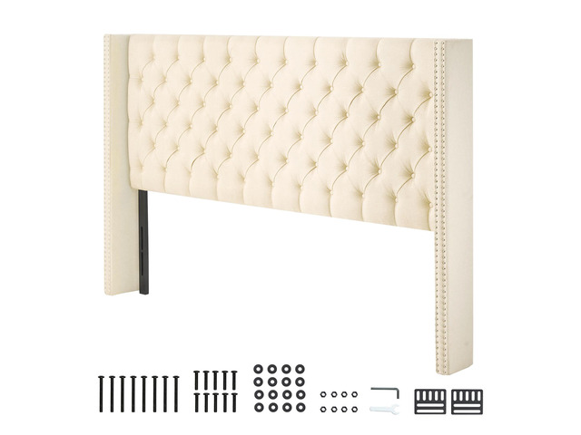 Headboard, King Size Headboard with Adjustable Height, Comfortable Diamond Tufted for King Size Bed, W84.1 x H (54.33-60.24) x D 8.27 in, Ideal for...