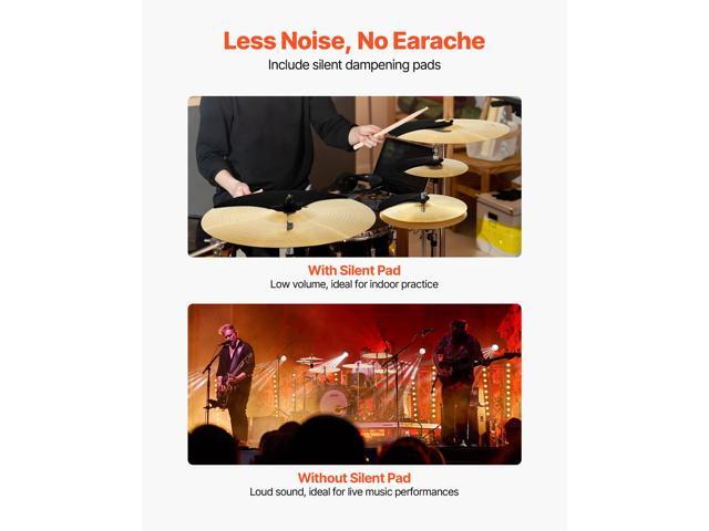 Cymbal Pack, 6 Pieces Cymbals for Drum Set, Alloy Cymbals Drum Set Includes 14-inch Hi-Hats, 16-inch Crash, 18-inch Crash, 20-inch Ride, 10-inch...