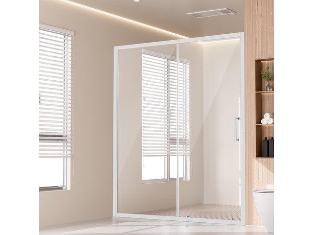 Semi-frameless Shower Door 57.7-59 x 70 in SGCC Tempered Glass 1/4in Chrome