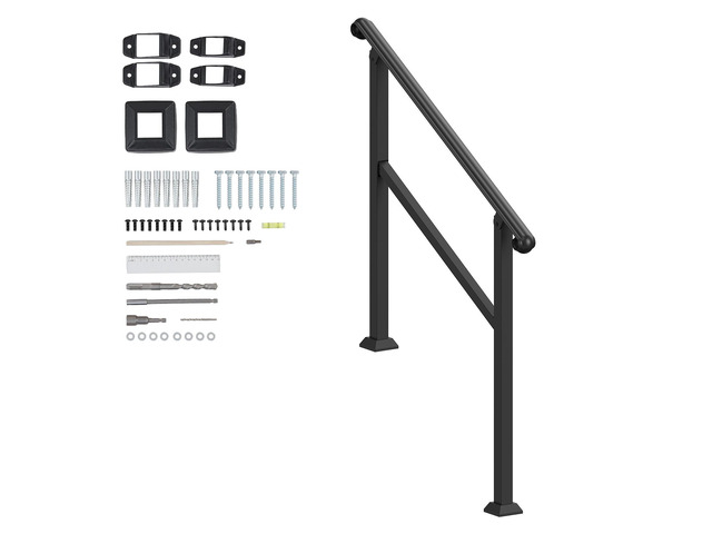 Handrails for Outdoor Steps, 2-3 Step Stair Hand Rail & Indoor Railing Kit, Railings for Outside Steps with Installation Kit, Hand Rails for...