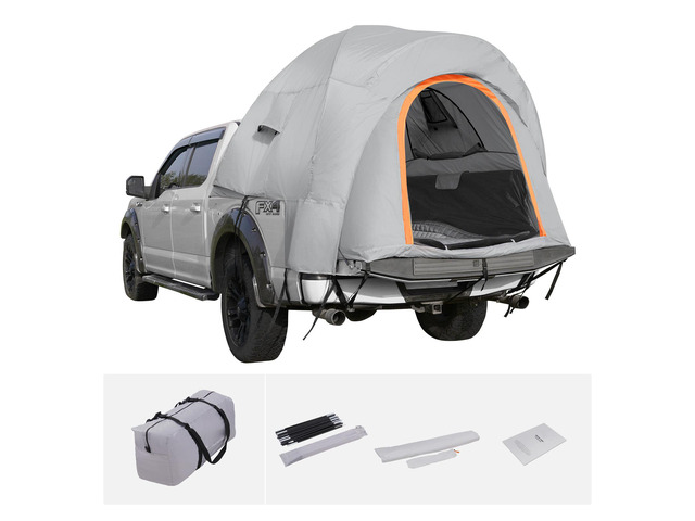 Truck Bed Tent, 5.5'-6' Pickup Truck Tent with Rain Layer and Carry Bag, Waterproof PU2000mm Double Layer Truck Tent for Camping, Accommodate 2-3...