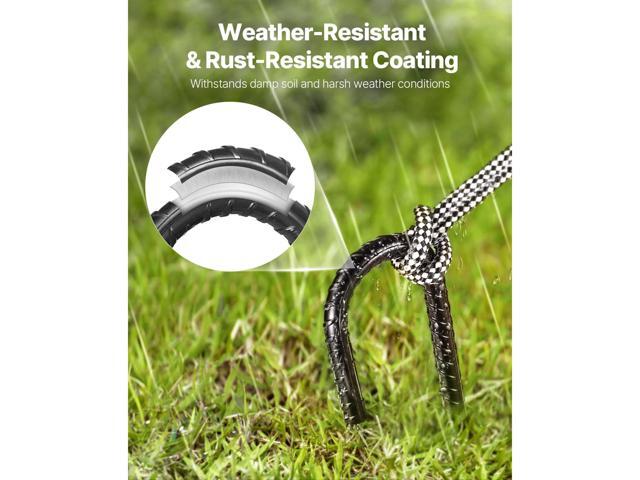 Rebar Stakes, 12-Inch, Heavy-Duty 0.4 in Diameter J Hook, Galvanized Steel Ground Anchors with Chisel Point End & Rust-Resistant Coating, for...