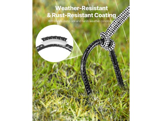 Rebar Stakes, 10-Inch, Heavy-Duty 0.32 in Diameter U Shape, Galvanized Steel Ground Anchors with Chisel Point End & Rust-Resistant Coating, for...