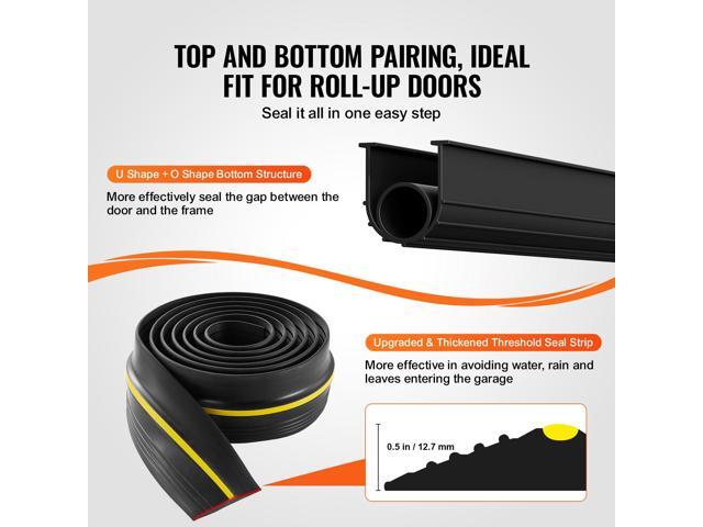 Garage Door Threshold and Bottom Seals Kit, 10 FT U Shape+O Ring Universal Garage Door Bottom Seal Weatherstrip PVC, Combine with Weatherproof...
