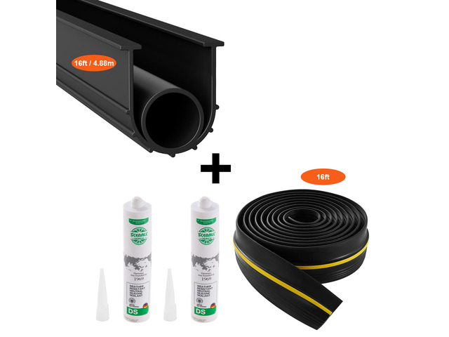 Garage Door Threshold and Bottom Seals Kit, 16 FT U Shape+O Ring Universal Garage Door Bottom Seal Weatherstrip PVC, Combine with Weatherproof...