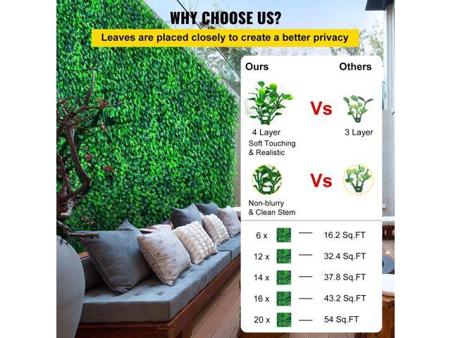Artificial Boxwood Panels, 20 PCS 20/'x20/' Boxwood Hedge Wall Panels, PE Artificial Grass Backdrop Wall 1.6/', Privacy Hedge Screen for Decoration...