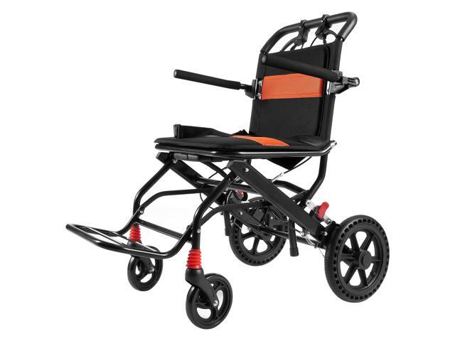 Wheelchair, Aluminum Alloy Ultra-Lightweight Transport Chair for Adults, Foldable Wheelchair with Flip-Back Desk-Length Arms, Self-locking Brake,...