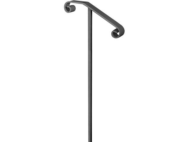 Single Post Handrail Wrought Iron Post Mount Step Grab Supports in Ground Long Post Fits 1 or 2 Steps Grab Rail Single Post Railing (Gray)