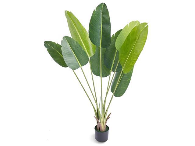 Artificial Birds Of Paradise Tree, 5 FT Tall Faux Plant, PE Material & Anti-Tip Tilt Protection Low-Maintenance Plant, Lifelike Green Fake Tree for...