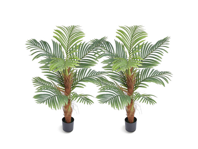 Artificial Palm Tree, 4 FT Tall Faux Plant, Secure PE Material & Anti-Tip Tilt Protection Low-Maintenance Plant, Lifelike Green Fake Tree for Home...
