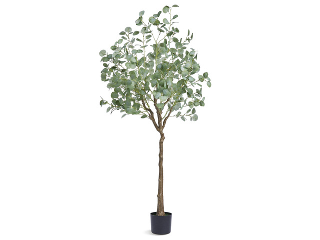 Artificial Eucalyptus Tree, 6 FT Tall Faux Plant, Secure PE Material & Anti-Tip Tilt Protection Low-Maintenance Plant, Lifelike Green Fake Potted...