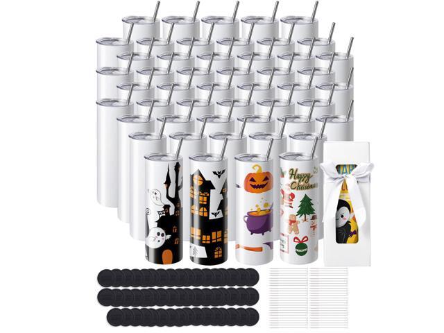 50 Pack Sublimation Tumblers 20oz Skinny Straight, Stainless Steel Sublimation Tumblers Blank, Stainless Steel Double Wall Tumbler for Heat...