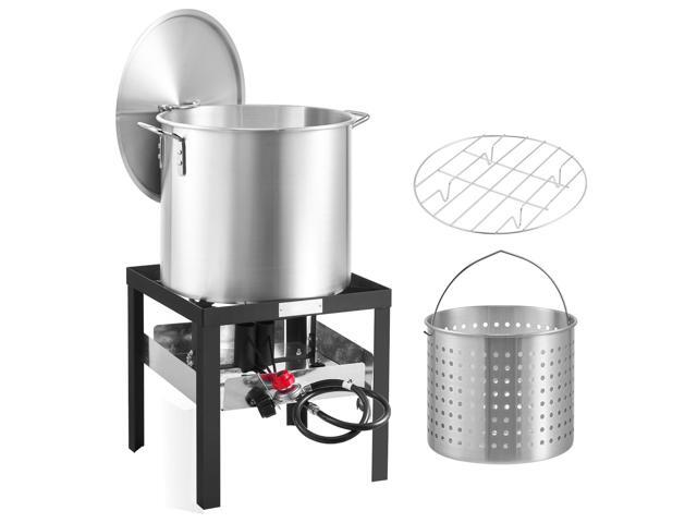 100 Qt Seafood Boiling Kit with Strainer, Outdoor Seafood Boil Pot and Basket, Cooking Set for Crab Crawfish Lobster Boiling, Aluminum Stockpot...