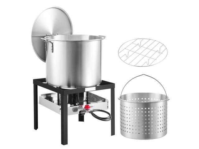 80 Qt Seafood Boiling Kit with Strainer, Outdoor Seafood Boil Pot and Basket, Cooking Set for Crab Crawfish Lobster Boiling, Aluminum Stockpot with...