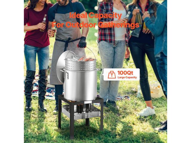 100 Qt Seafood Boiling Kit with Strainer, Outdoor Seafood Boil Pot and Basket, Cooking Set for Crab Crawfish Lobster Boiling, Aluminum Stockpot...