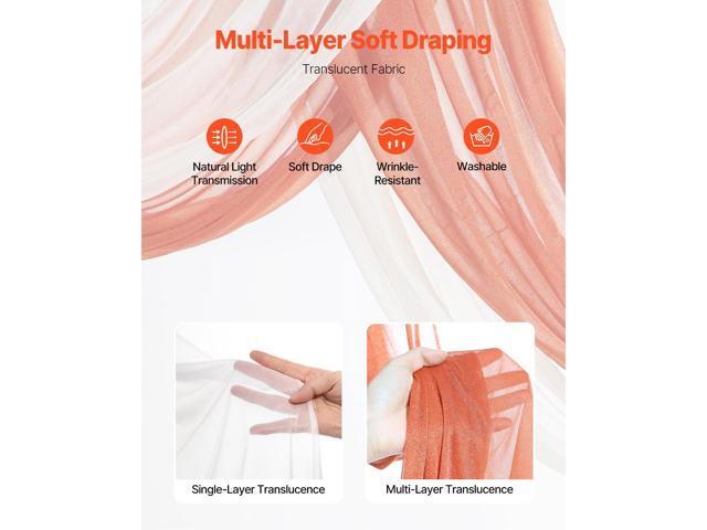 Artificial Wedding Arch Flowers Kit, Orange Wedding Arch Flowers with Drapes Kit (Pack of 4) - 2 Pcs Floral Arrangement, 2 Pcs Sheer Drapes, for...