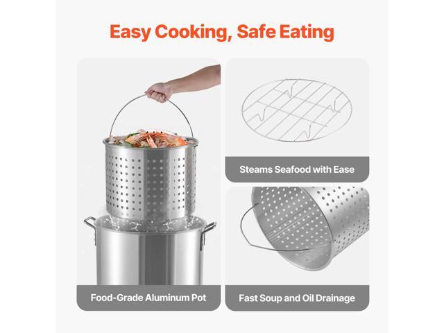 100 Qt Seafood Boiling Kit with Strainer, Outdoor Seafood Boil Pot and Basket, Cooking Set for Crab Crawfish Lobster Boiling, Aluminum Stockpot...