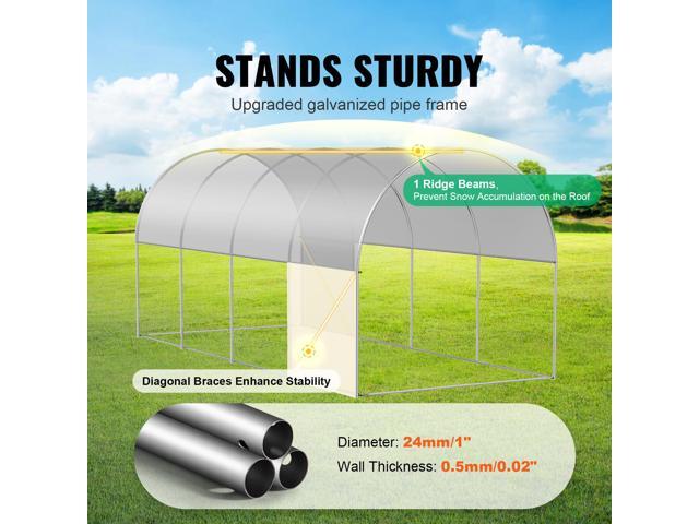 Walk-in Tunnel Greenhouse, 14.6x6.4x6.3 ft Hoop House Greenhouse Tunnel, Plant Hot House with Galvanized Steel Frame, White PE Cover, Roll-up...
