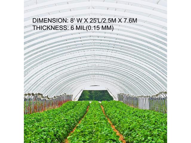 Greenhouse Film 8 x 25 ft, Greenhouse Polyethylene Film 6 Mil, Clear Greenhouse Plastic Greenhouse Plastic Film UV Resistant, Polyethylene Film to...