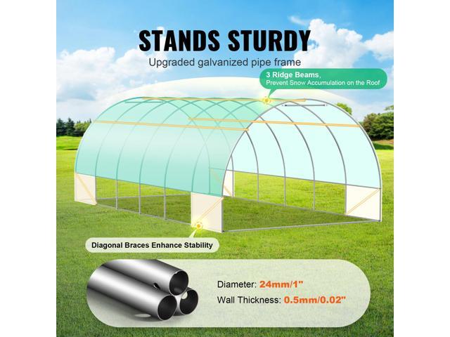 Walk-in Tunnel Greenhouse, 19.4x9.7x6.5 ft Hoop House Greenhouse Tunnel, Plant Hot House with Galvanized Steel Frame, Green PE Cover, Roll-up...