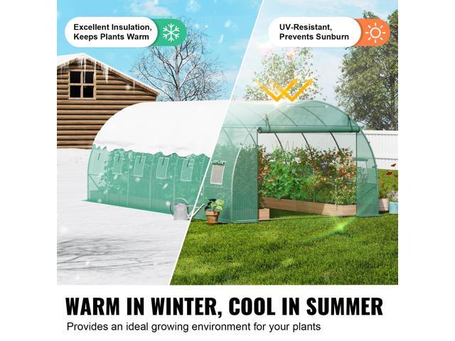 Walk-in Tunnel Greenhouse, 19.4x9.7x6.5 ft Hoop House Greenhouse Tunnel, Plant Hot House with Galvanized Steel Frame, Green PE Cover, Roll-up...