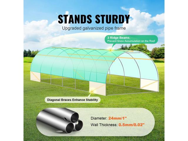 Walk-in Tunnel Greenhouse, 29.2x9.7x6.5 ft Hoop House Greenhouse Tunnel, Plant Hot House with Galvanized Steel Frame, Green PE Cover, Roll-up...