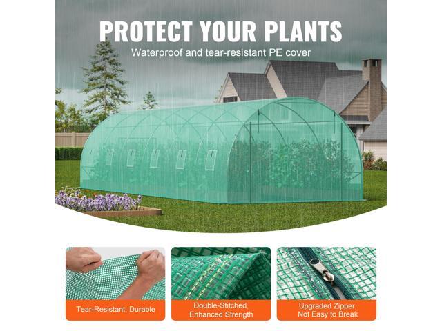Walk-in Tunnel Greenhouse, 29.2x9.7x6.5 ft Hoop House Greenhouse Tunnel, Plant Hot House with Galvanized Steel Frame, Green PE Cover, Roll-up...