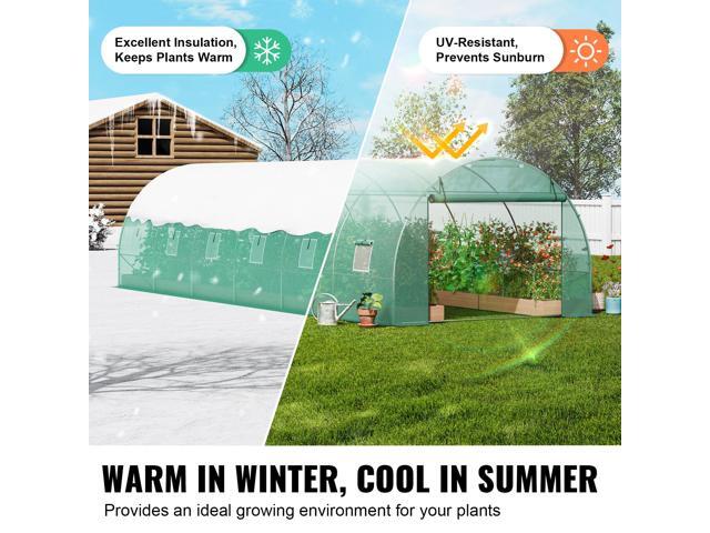 Walk-in Tunnel Greenhouse, 29.2x9.7x6.5 ft Hoop House Greenhouse Tunnel, Plant Hot House with Galvanized Steel Frame, Green PE Cover, Roll-up...