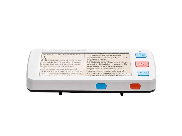 Portable Digital Magnifier, 5-inch HD Electronic Video Magnifier for Low Version, 4X - 32X Zoom Electronic Reading Aid with 17 Color Mode, AV...