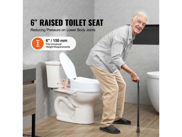Raised Toilet Seat, 6' Height Raised, 300 lbs Weight Capacity, Universal Toilet Seat Riser, Screw Rod Locking, with Toilet Seat, for Elderly,...
