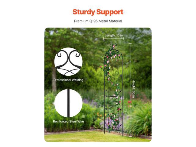 Garden Trellis for Climbing Plants, 60 x 15 in, Rustproof Metal Garden Flower Trellis, Outdoor Climbing Rose Trellis Cucumbers Support, Decorative...