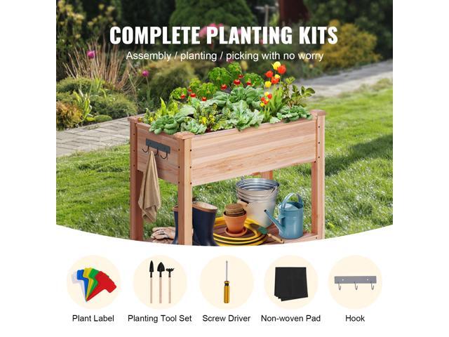 Raised Garden Bed, 34 x 18 x 30 in Wooden Planter Box, Elevated Outdoor Planting Boxes with Legs, for Growing Flowers/Vegetables/Herbs in...