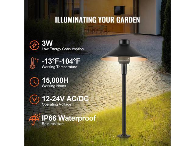 8 Pack Low Voltage Landscape Path Lights, 3W 210LM 12V-24VAC/DC Outdoor LED Pathway Lighting, 3000K Warm White Walkway Lights with Quick...