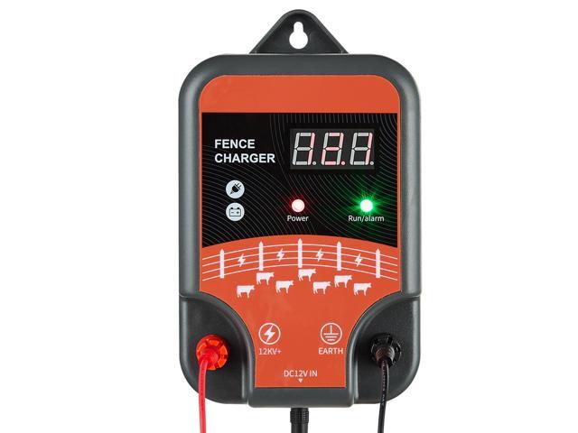 Electric Fence Charger, 10kV 3J, AC DC Electric Fence Energizer with LED Indicator, 1.86 Miles Range, Powerful Plug-in Fences Charger, Prevents...