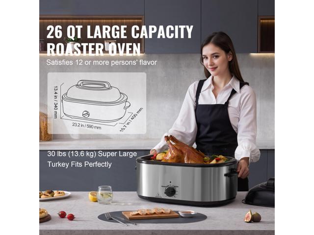 Electric Roaster Oven, 26 QT Turkey Roaster Oven with Self-Basting Lid, 1450W Roaster Oven with Defrost & Warm Function, Adjustable Temperature,...