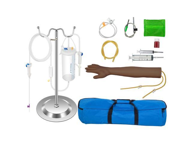 Phlebotomy Practice Kit, Dark Skin IV Practice Kit Venipuncture Learning Phlebotomy Practice Arm Kit with Infusion Stand for Nurse, Medical Students