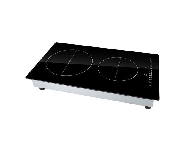 Electric Cooktop, 2 Burners, 12'' Induction Stove Top, Built-in Magnetic Cooktop 3000W, 9 Heating Level Multifunctional Burner, LED Touch Screen w/...