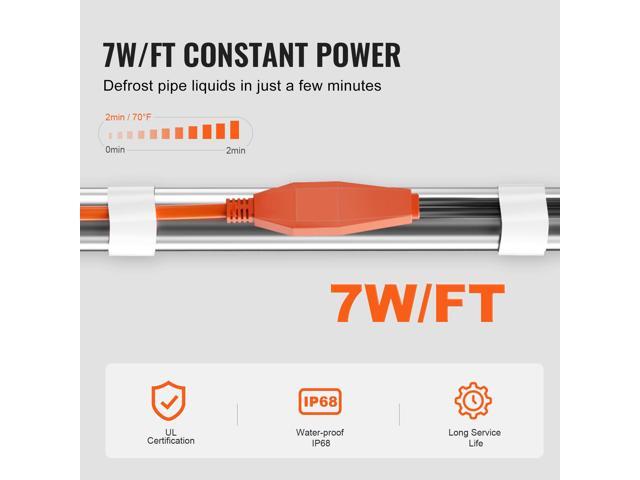 Pipe Heating Cable, 12FT 7W/FT Heat Tape for Pipes with Built-in Thermostat, Water Pipe Heat Cable Protects PVC Hose, Metal and Plastic Pipe from...