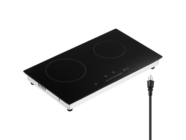 Electric Cooktop, 24 inch 2 Burners Built-in Electric Stove Top, 1800W Ceramic Top Radiant Cooktop with Glass Panel, Touch Control, Timer, Child...